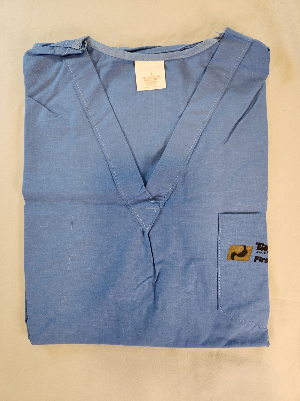 Tagamet Blue Medical Scrub Top Size Large
